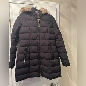 Laundry By Shelli Segal Black Puffer Jacket with Removable Faux Fur Hood